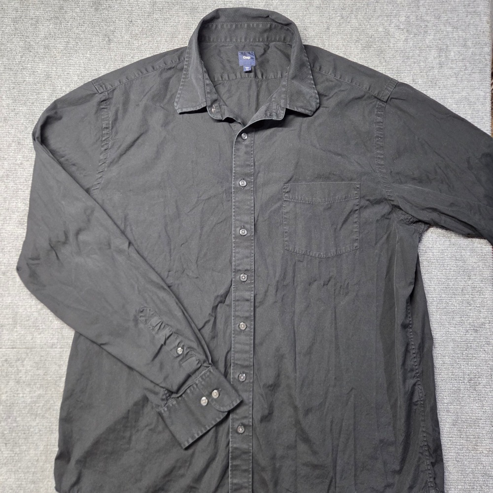 Gap Mens XL Black Long Sleeve Button Down Cotton Shirt S/376872 Pocket
